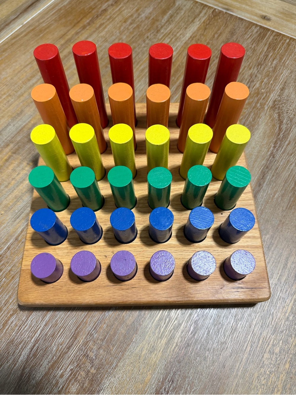 Wooden Rainbow Stacking Peg Toy - Multicolor